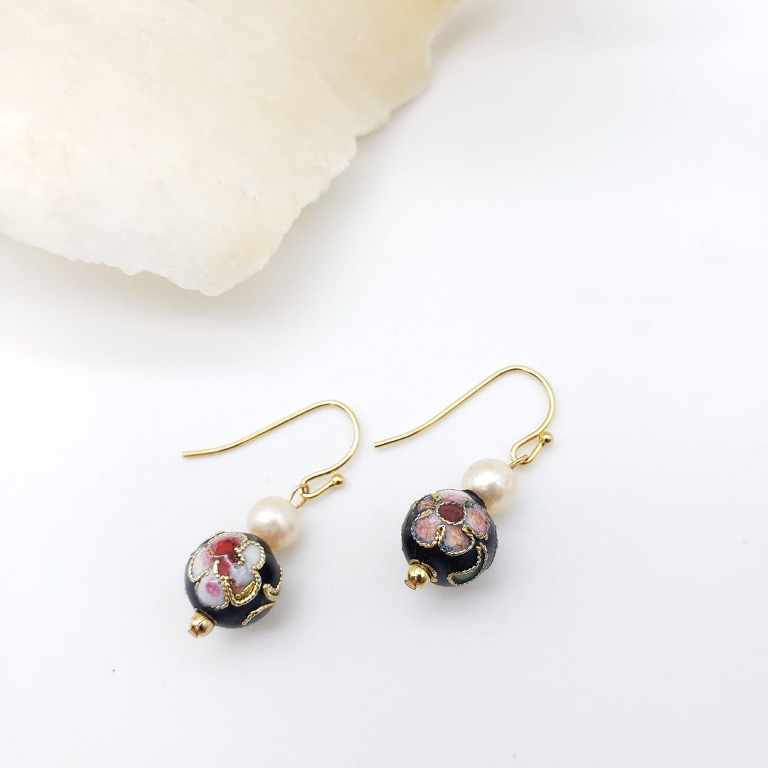 Asian Flower Earring with Pearl