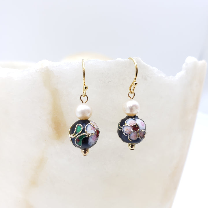 Asian Flower Earring with Pearl