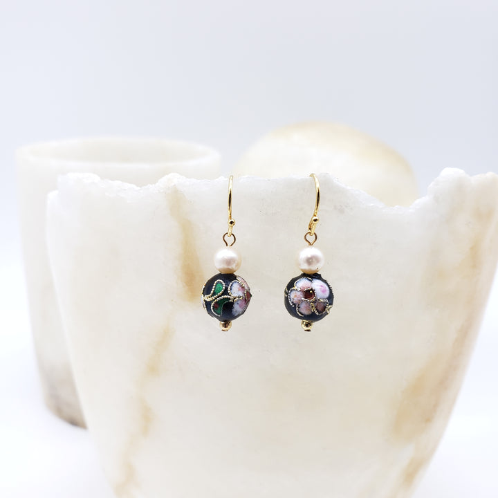 Asian Flower Earring with Pearl
