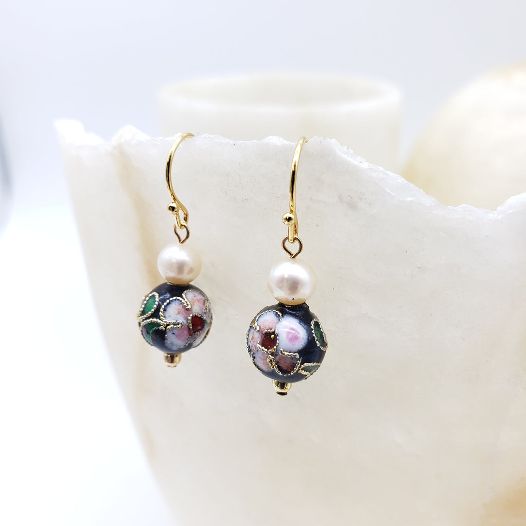 Asian Flower Earring with Pearl