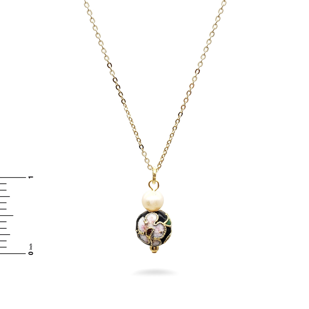 Asian Flower Pendant with Pearl