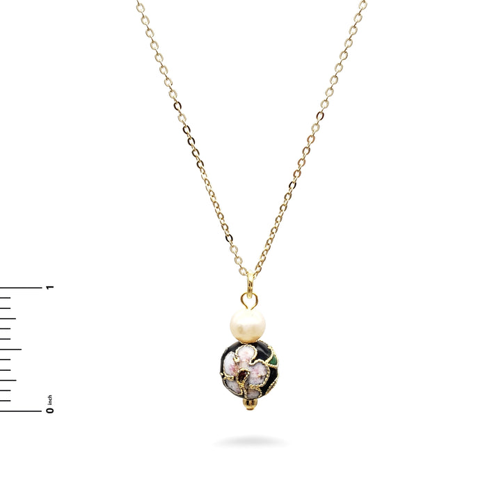 Asian Flower Pendant with Pearl