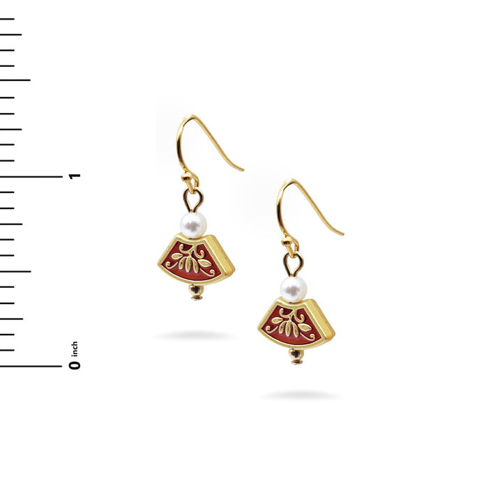 Asian Golden Lotus Earring with Pearl