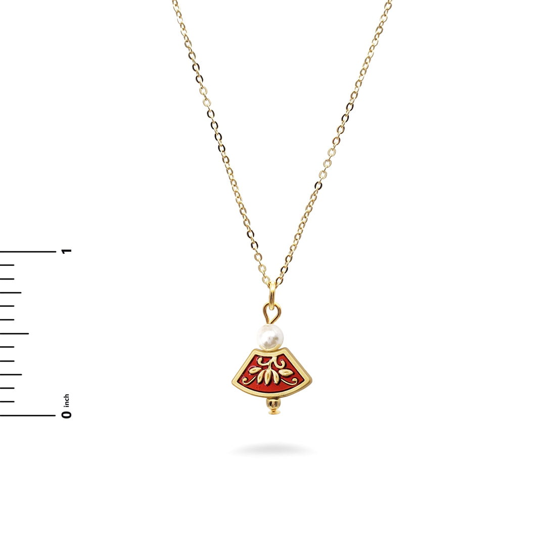 Asian Golden Lotus Pendant with Pearl