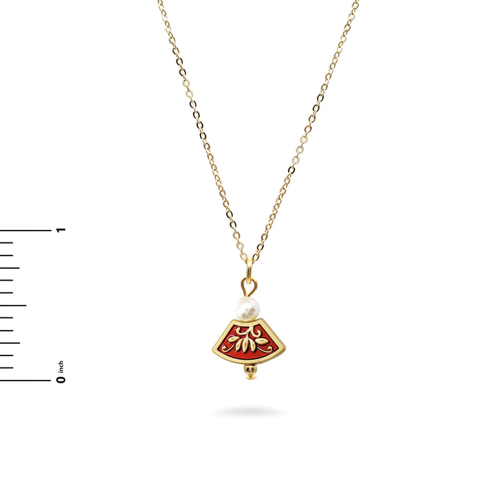 Asian Golden Lotus Pendant with Pearl