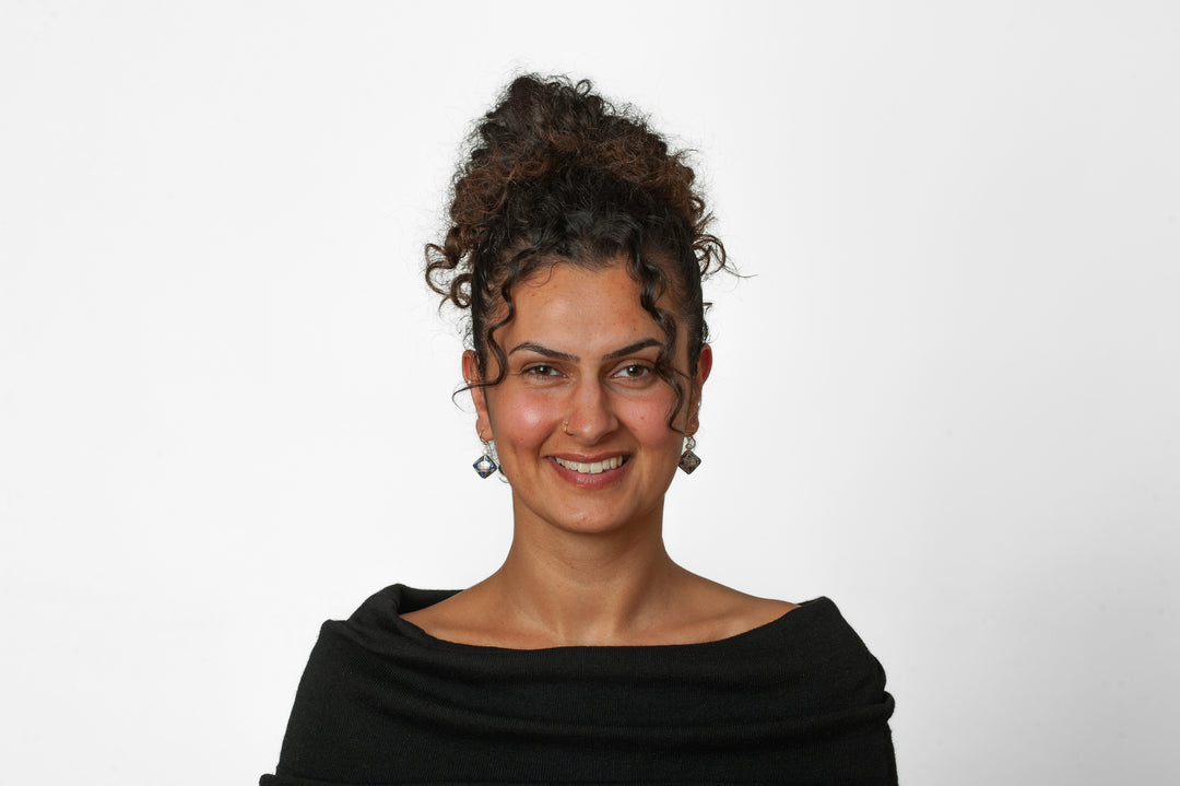 Asian Flower Earring with Pearl - Deep Blue