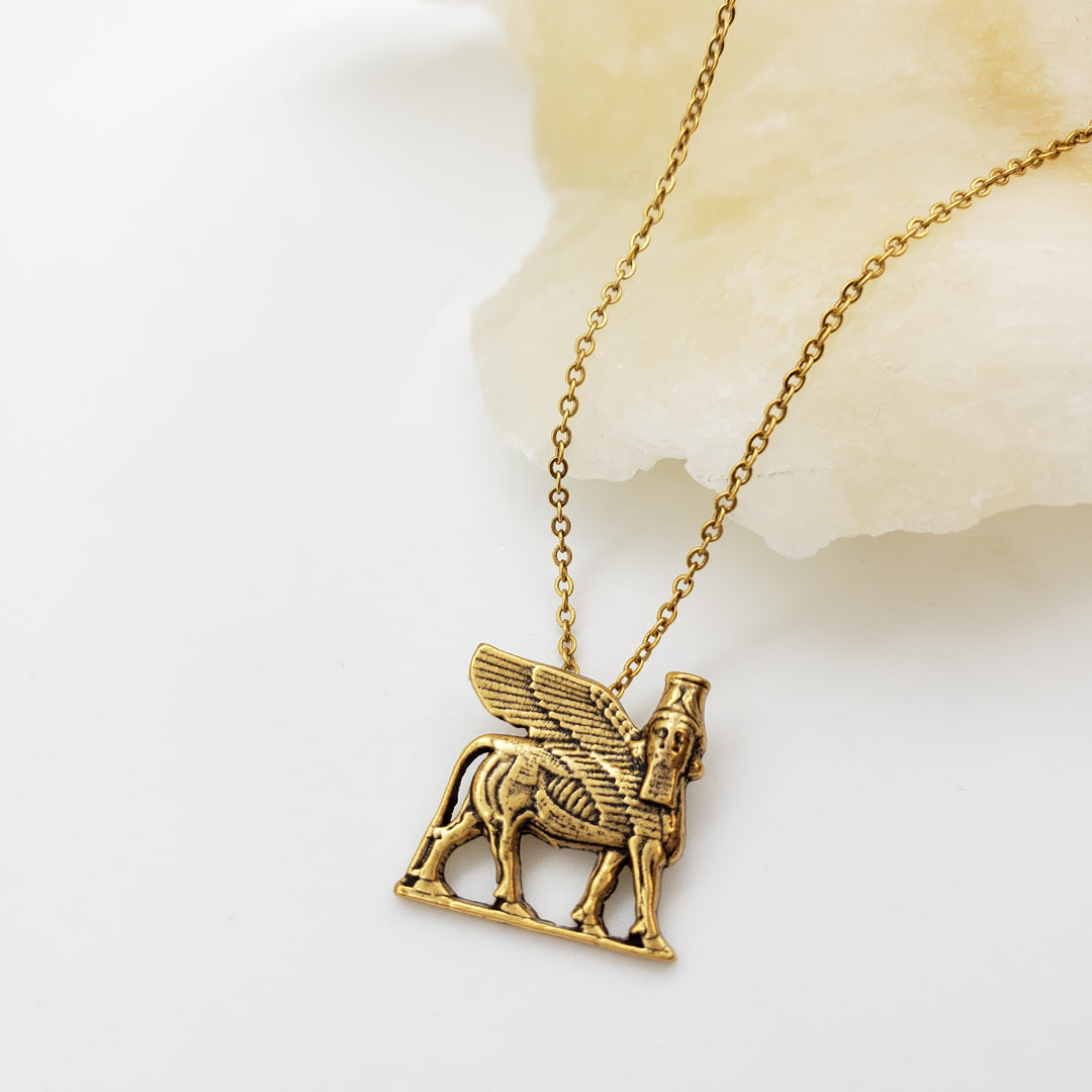 Lamassu Winged Bull Pendant