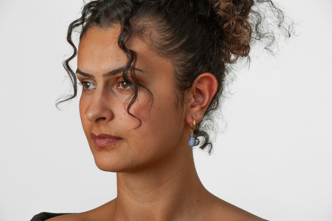 Sumerian Lapis Hoop Earrings