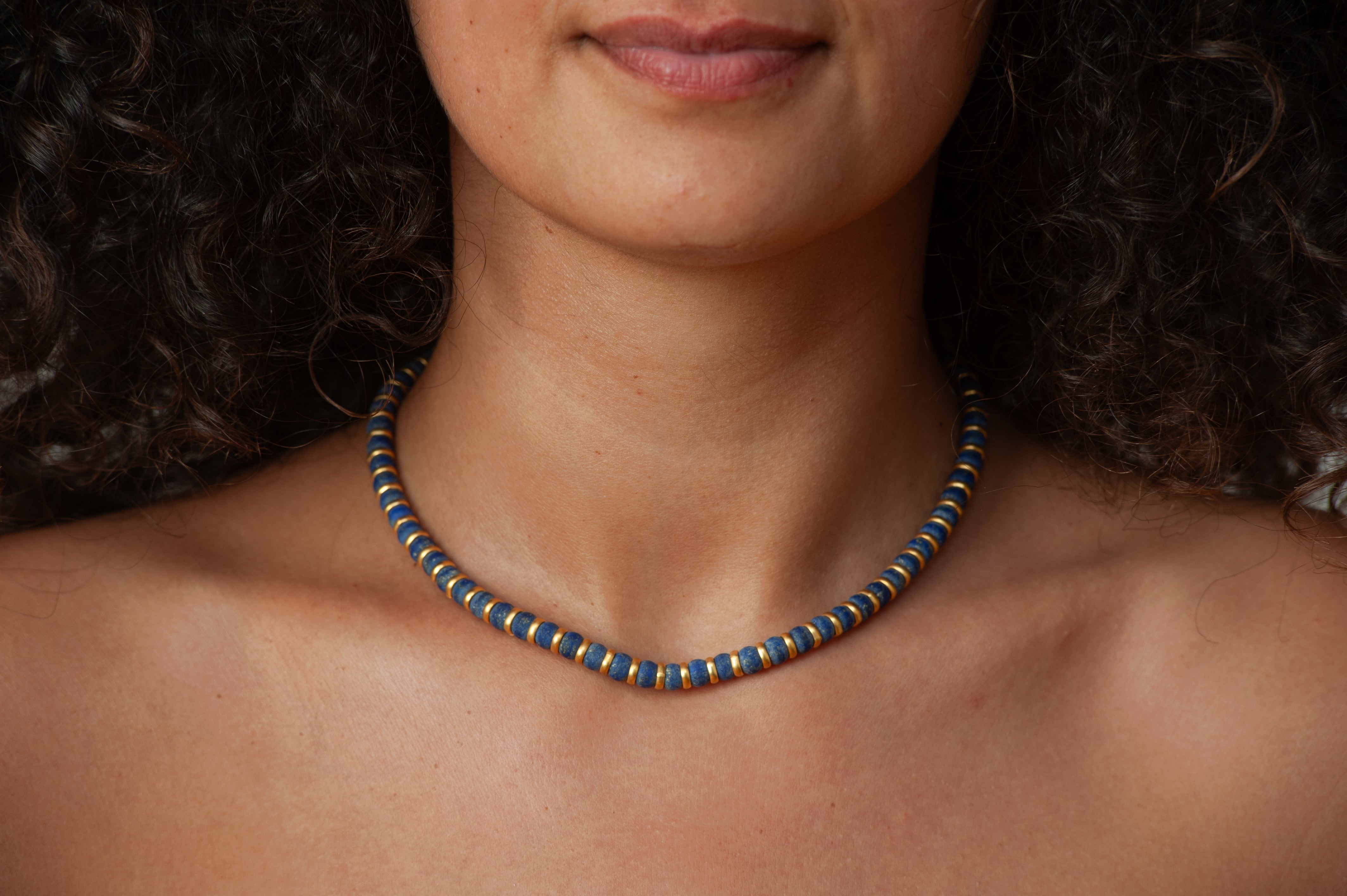 Sumerian Necklace - Lapis Lazuli Beaded Choker Necklace – Museum