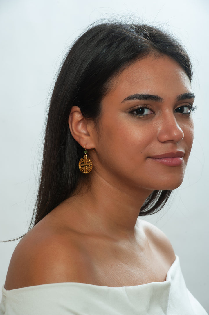 Shou Symbol and Jade Earrings