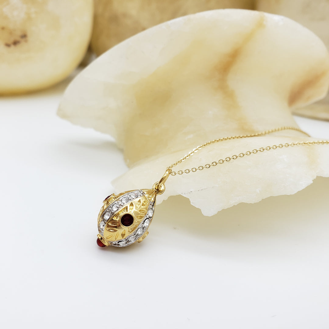 Faberge Egg Inspired 'Ruby and Diamond' Pendant