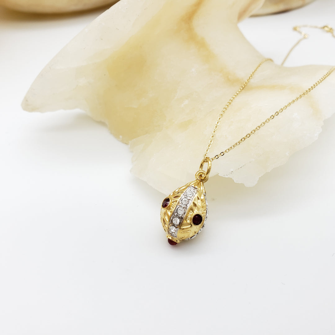 Faberge Egg Inspired 'Ruby and Diamond' Pendant