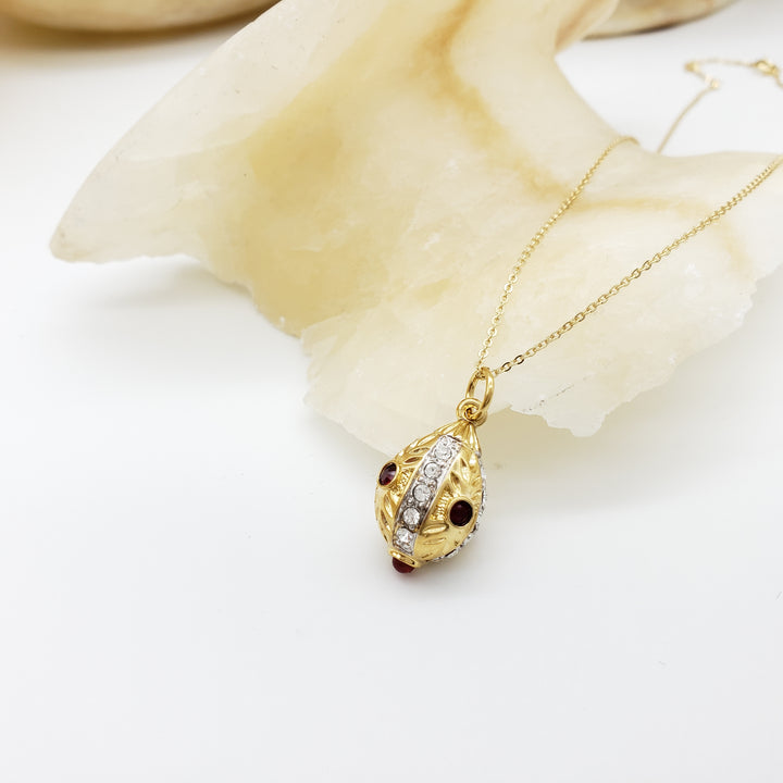 Faberge Egg Inspired 'Ruby and Diamond' Pendant