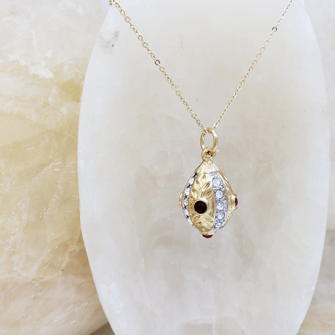 Faberge Egg Inspired 'Ruby and Diamond' Pendant
