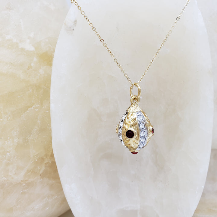 Faberge Egg Inspired 'Ruby and Diamond' Pendant