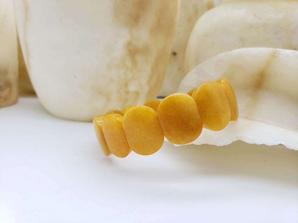 Golden Jade Bracelet - Beaded Stretch