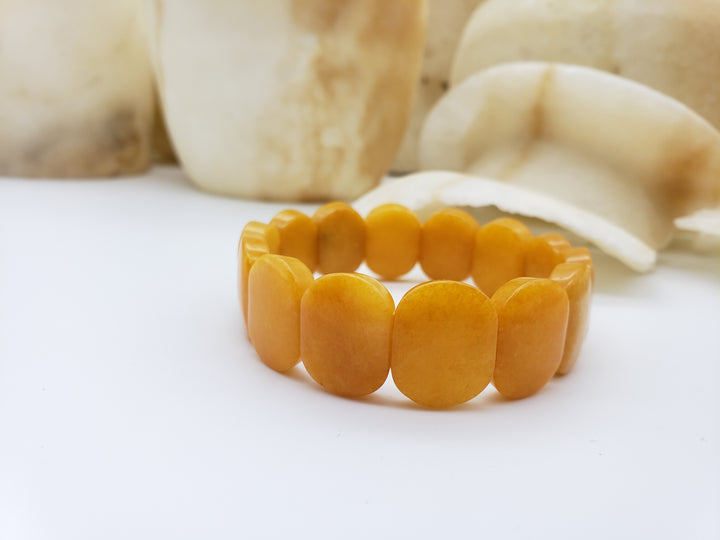 Golden Jade Bracelet - Beaded Stretch