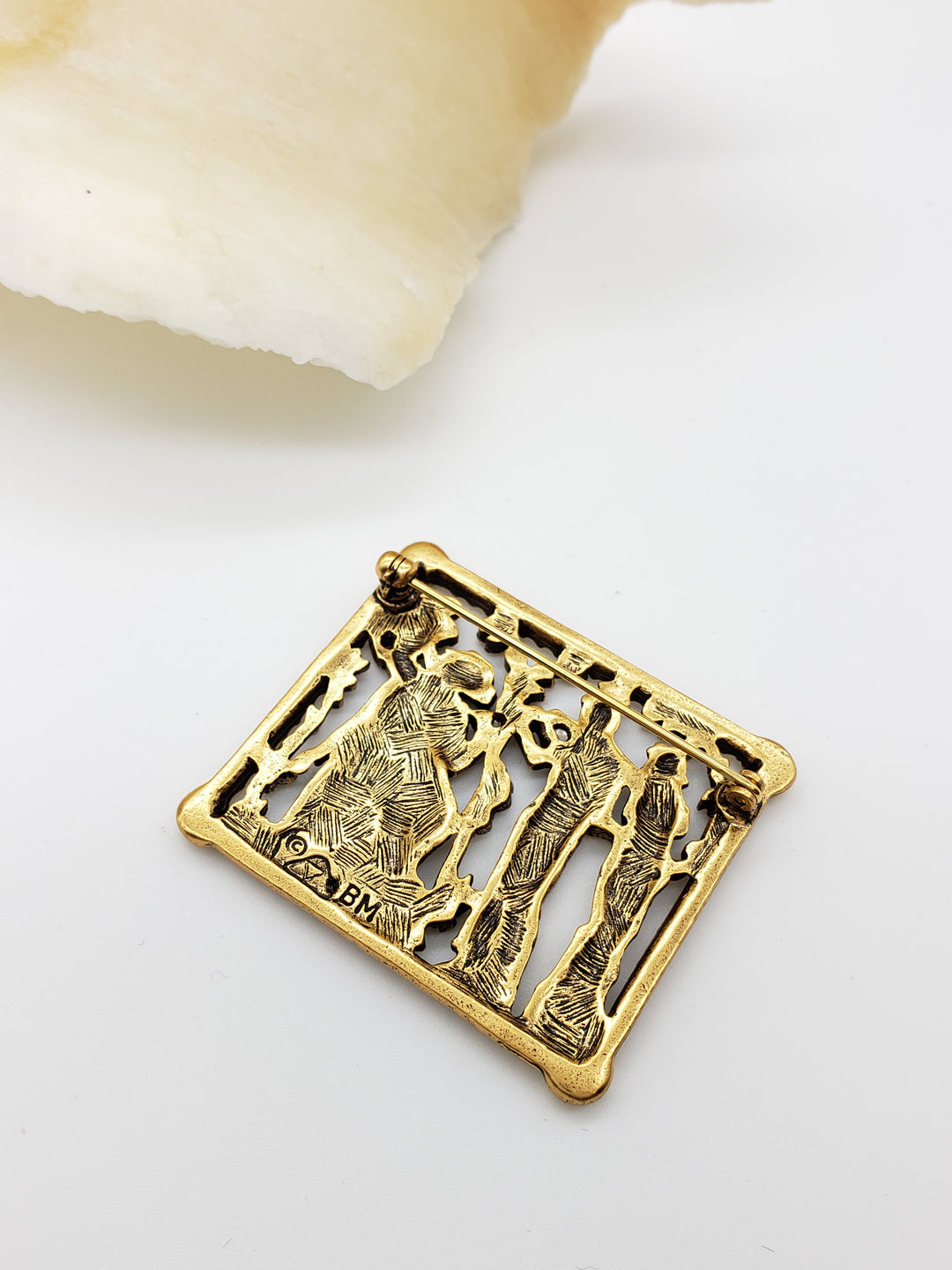 Gold Aphrodite and Eros Scene Brooch