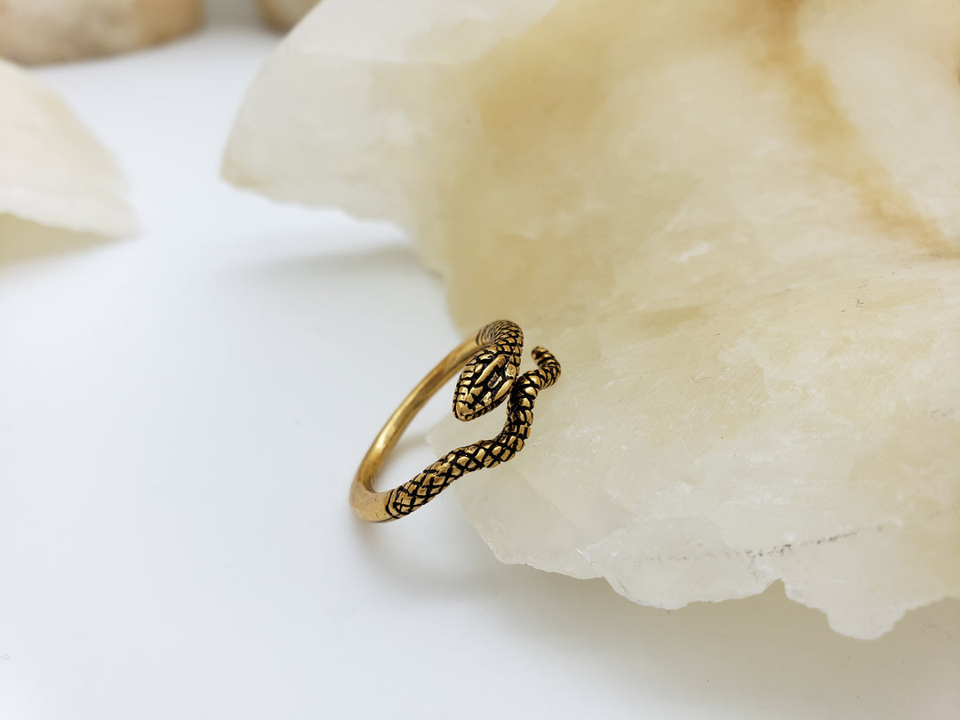Egyptian Snake Ring - Antique Gold Finish