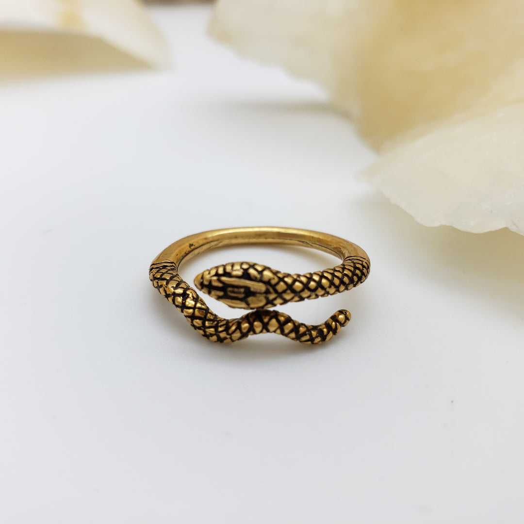 Egyptian Snake Ring - Antique Gold Finish