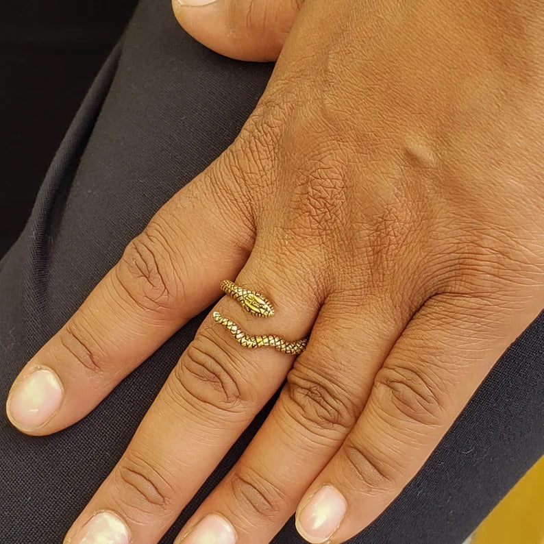 Egyptian Snake Ring - Antique Gold Finish