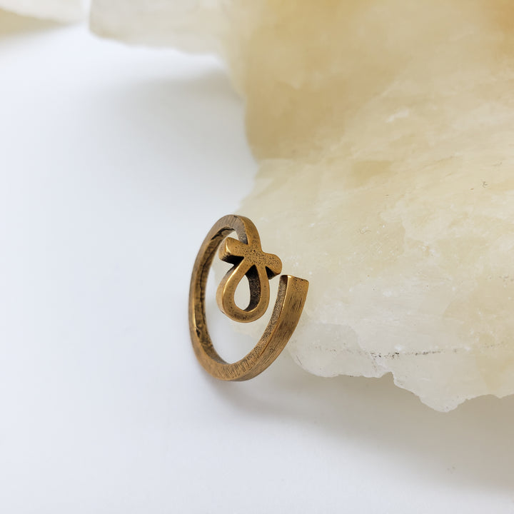 Ankh Ring - Antique Gold Finish, Adjustable