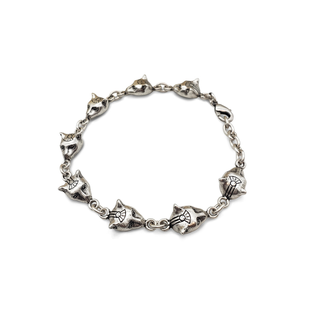 Egyptian Bastet Cat Bracelet - Antique Silver Finish