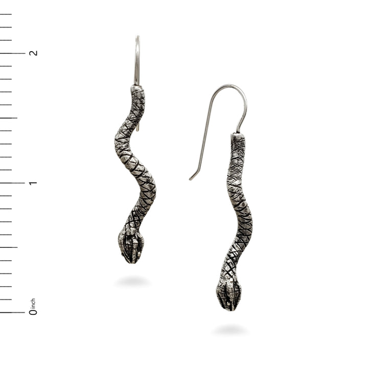 Egyptian Snake Earrings - Antique Silver Finish