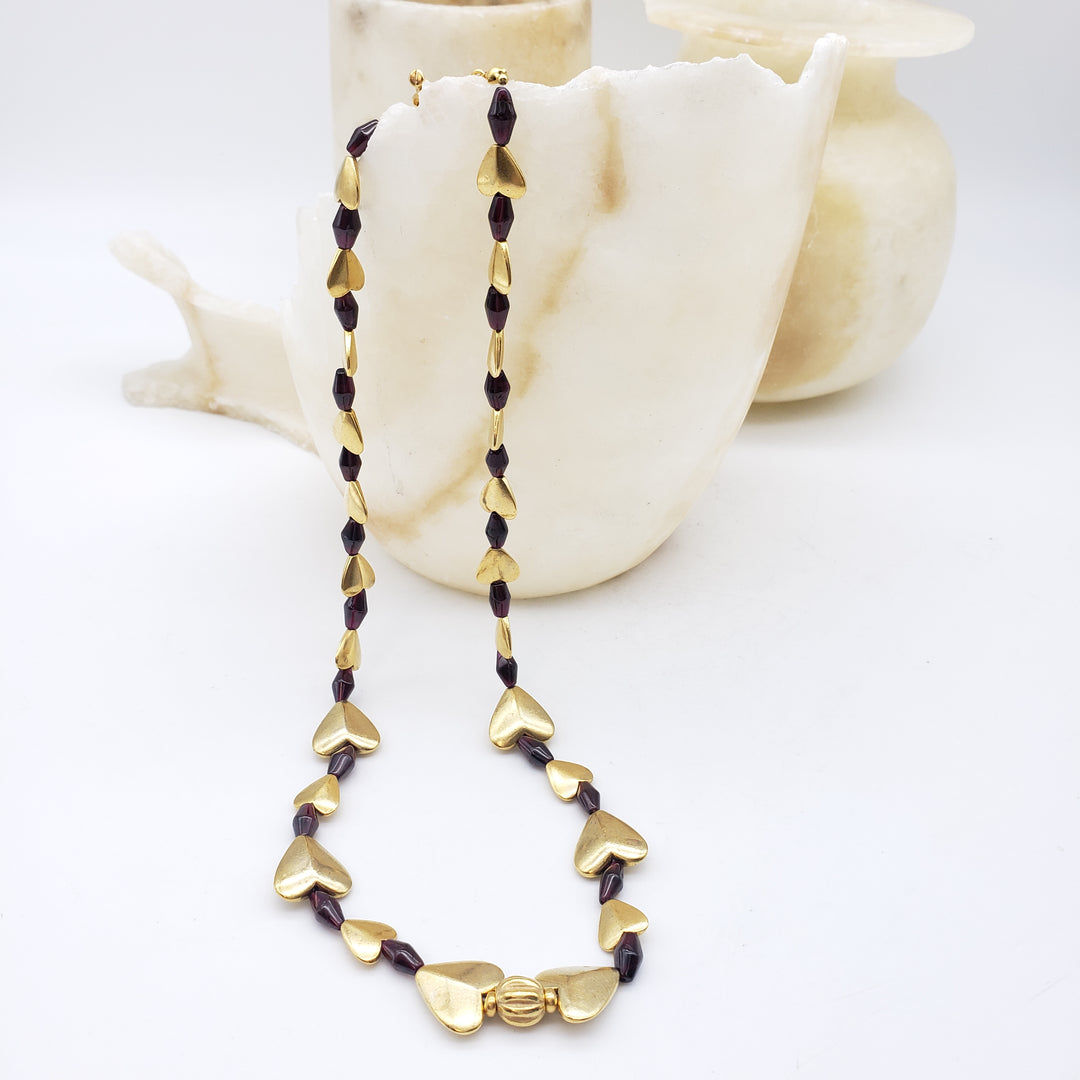 Bactrian Heart Necklace with Garnet