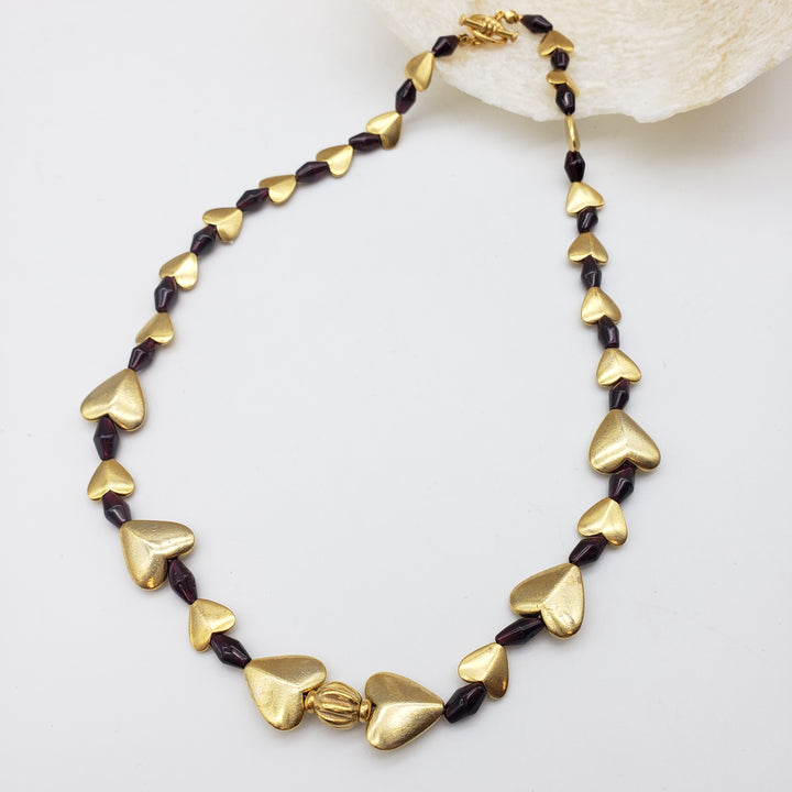 Bactrian Heart Necklace with Garnet
