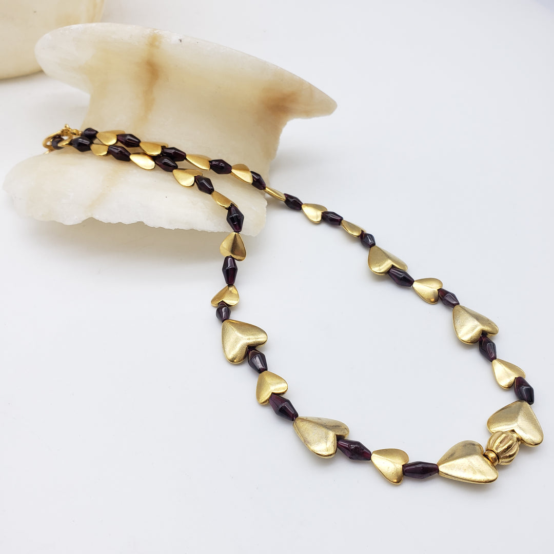 Bactrian Heart Necklace with Garnet