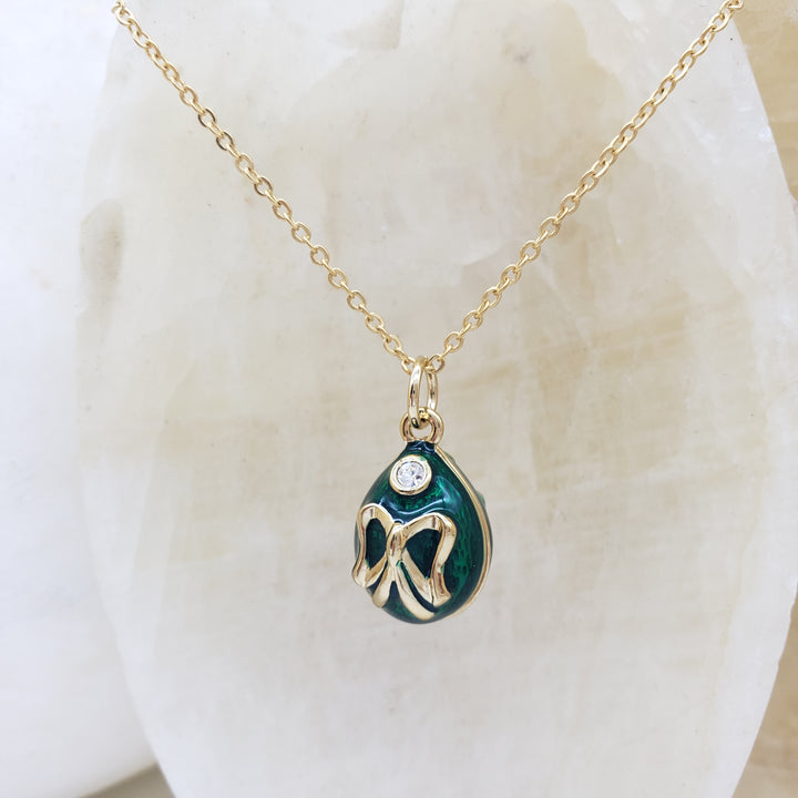 Imperial Green Bow Egg Pendant