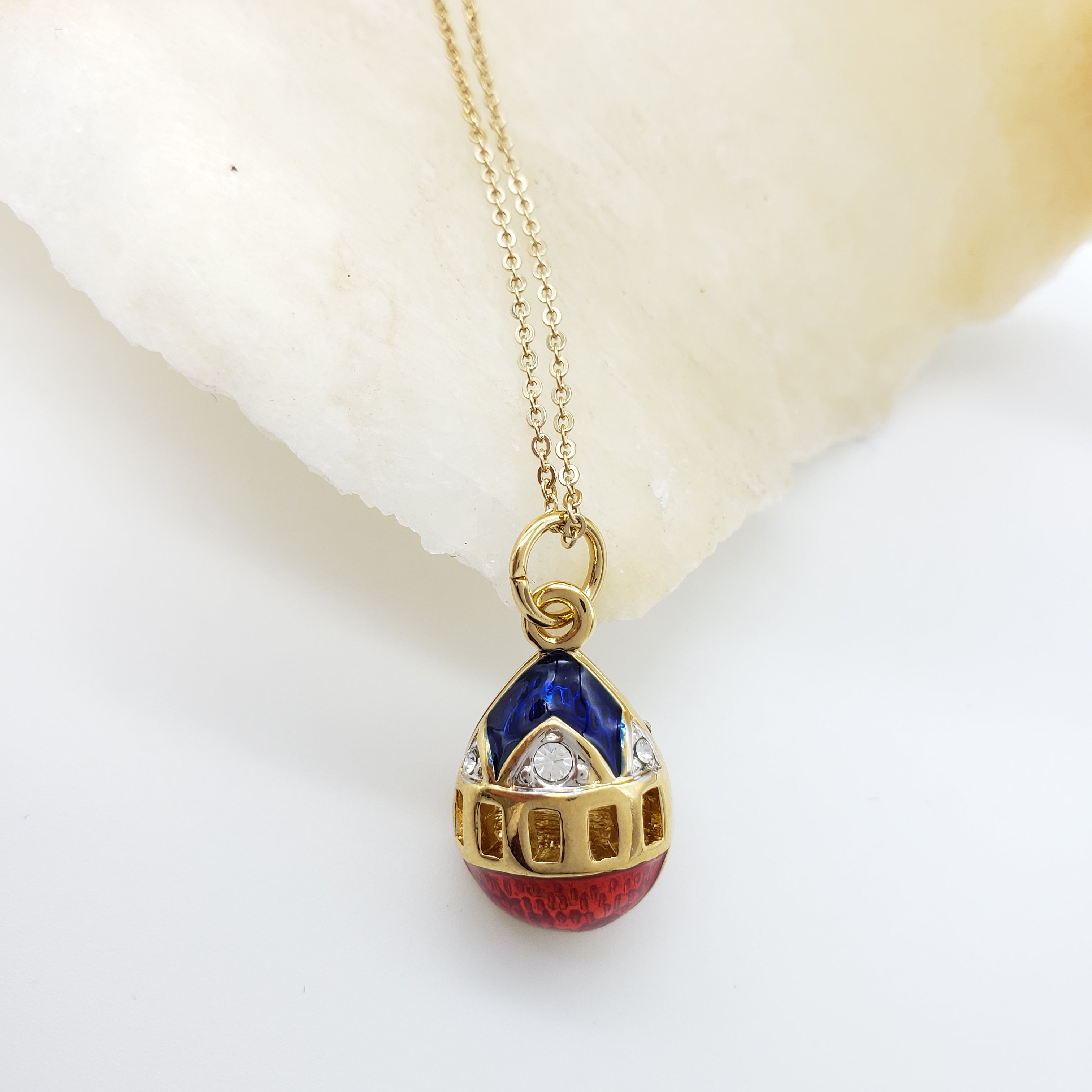 Faberge Egg Inspired Imperial Red Star Egg Pendant – Museum