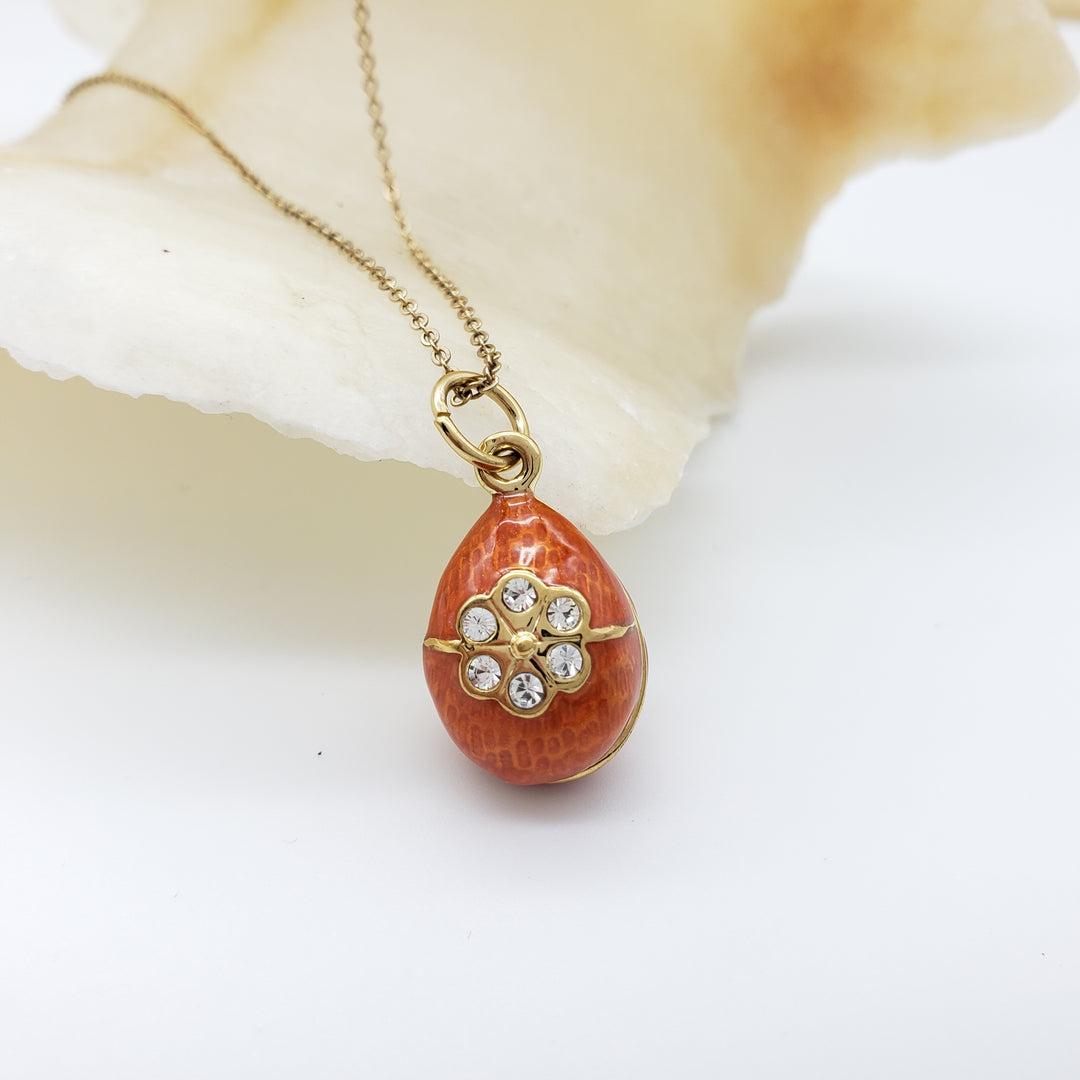 Imperial Spiced Brick Rose Egg Pendant