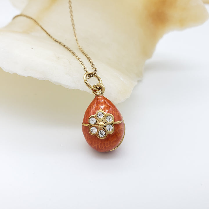 Imperial Spiced Brick Rose Egg Pendant