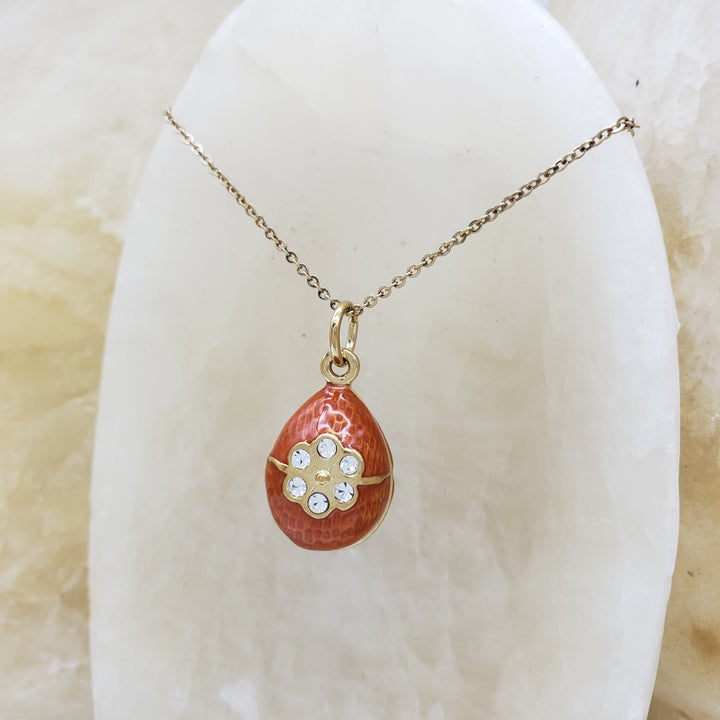 Imperial Spiced Brick Rose Egg Pendant