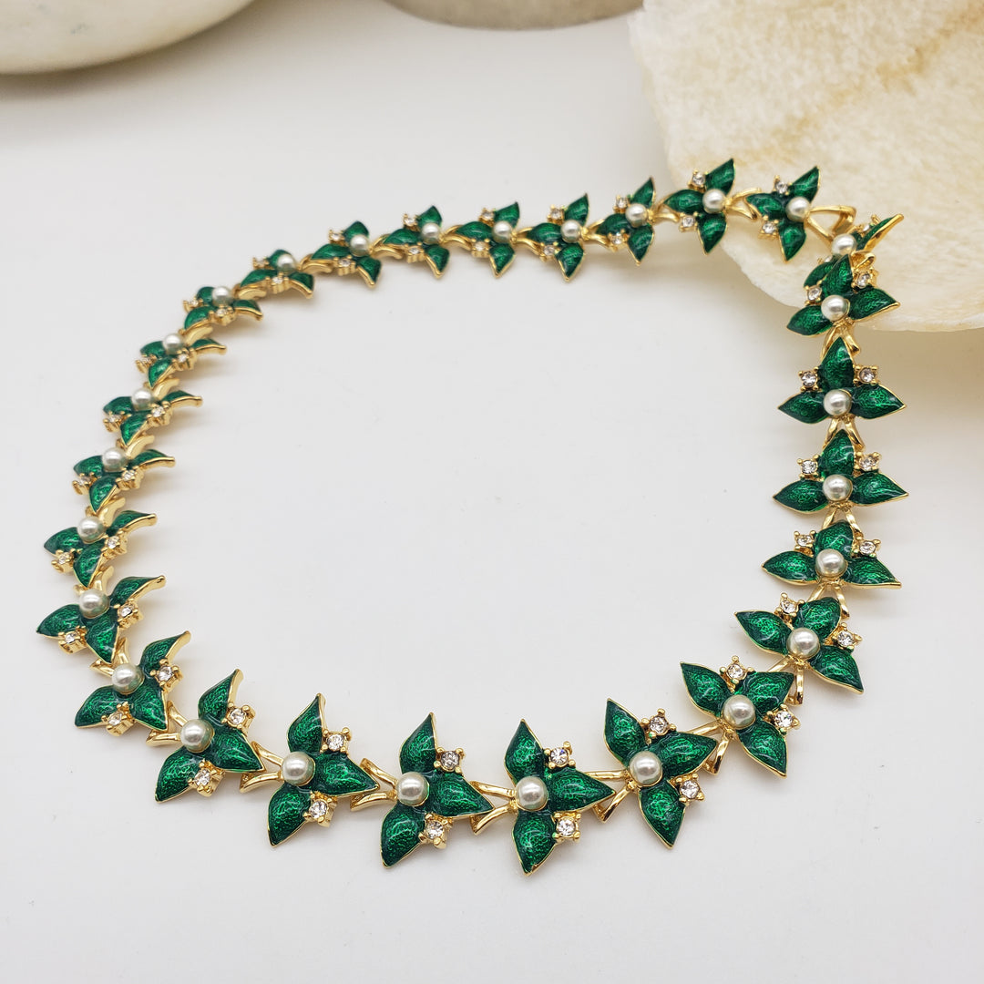 Emerald Flowers Necklace
