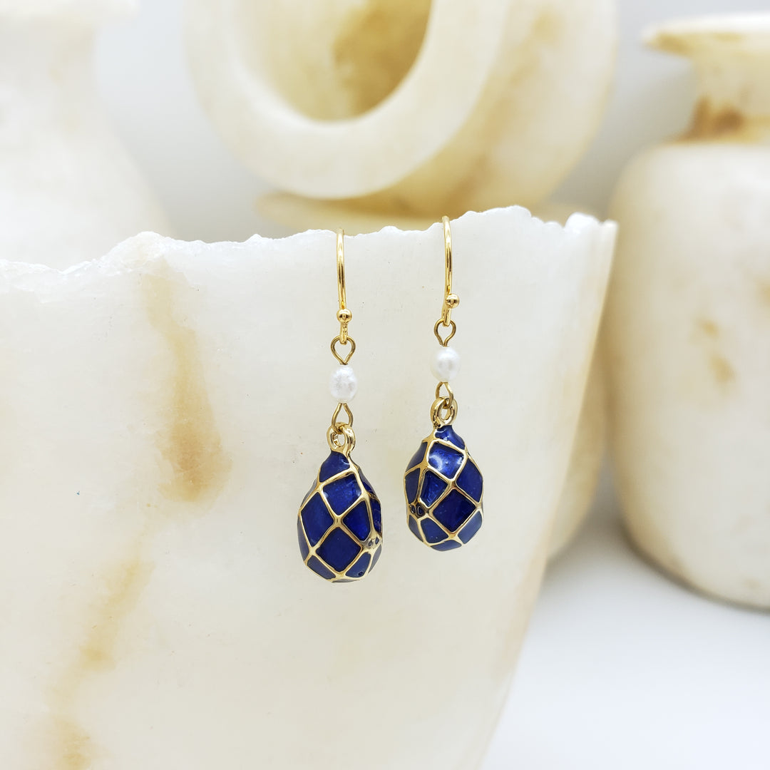 Imperial Blue Argyle Egg Earrings