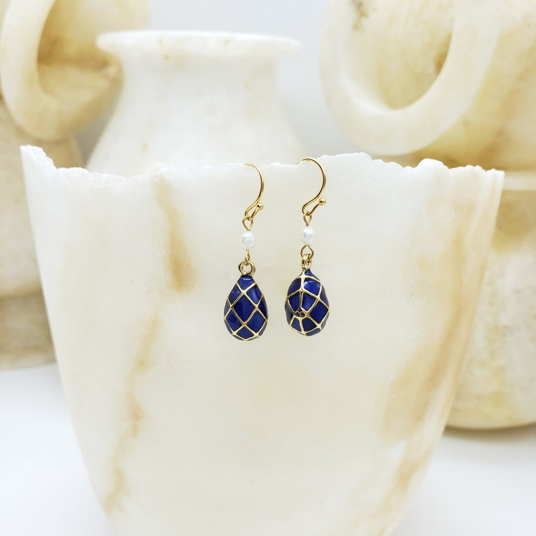 Imperial Blue Argyle Egg Earrings