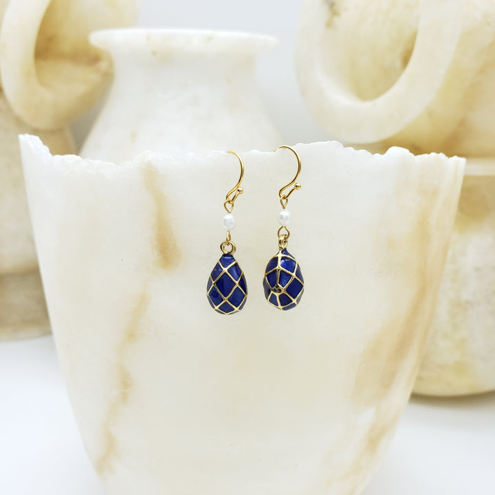 Imperial Blue Argyle Egg Earrings