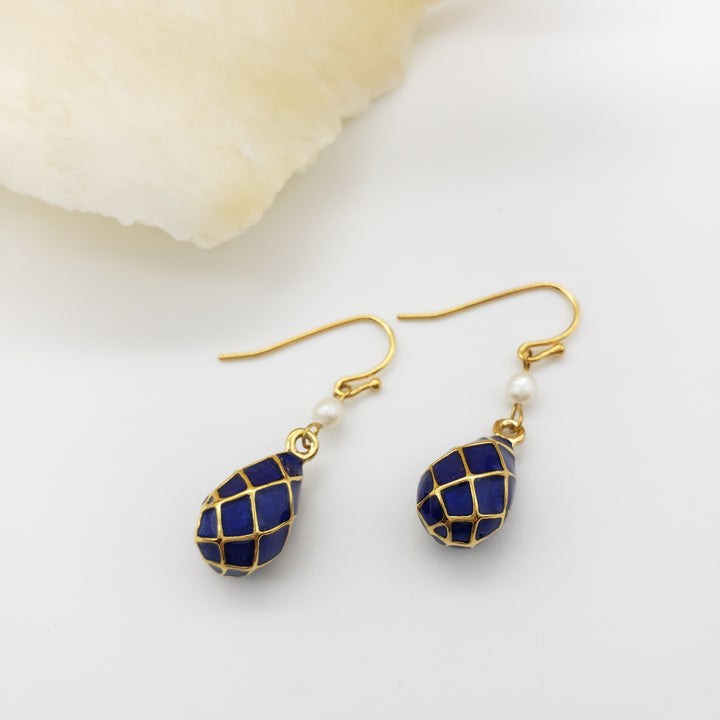 Imperial Blue Argyle Egg Earrings