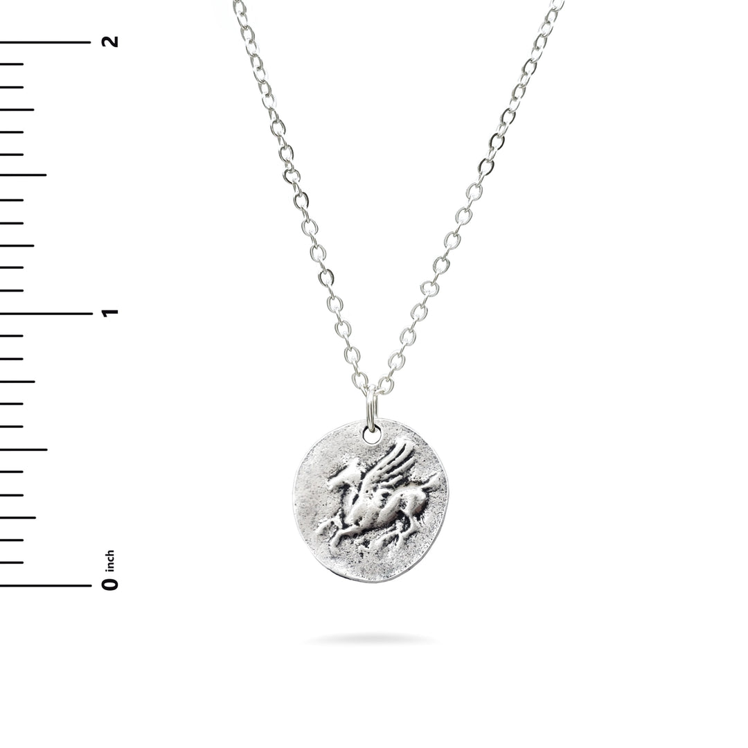 Pegasus Coin Pendant - Silver Finish