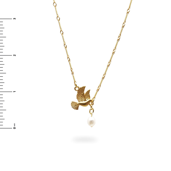 Dove Peace Necklace with Pearl