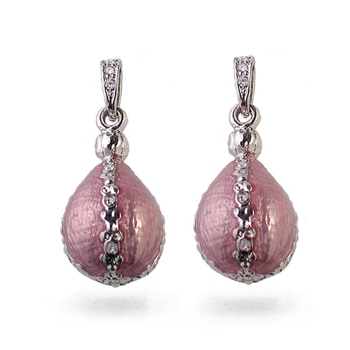 Jeweled Pink Faberge Egg Earrings