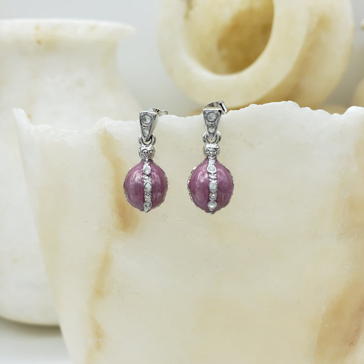 Jeweled Pink Faberge Egg Earrings