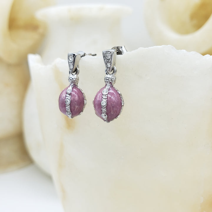 Jeweled Pink Faberge Egg Earrings