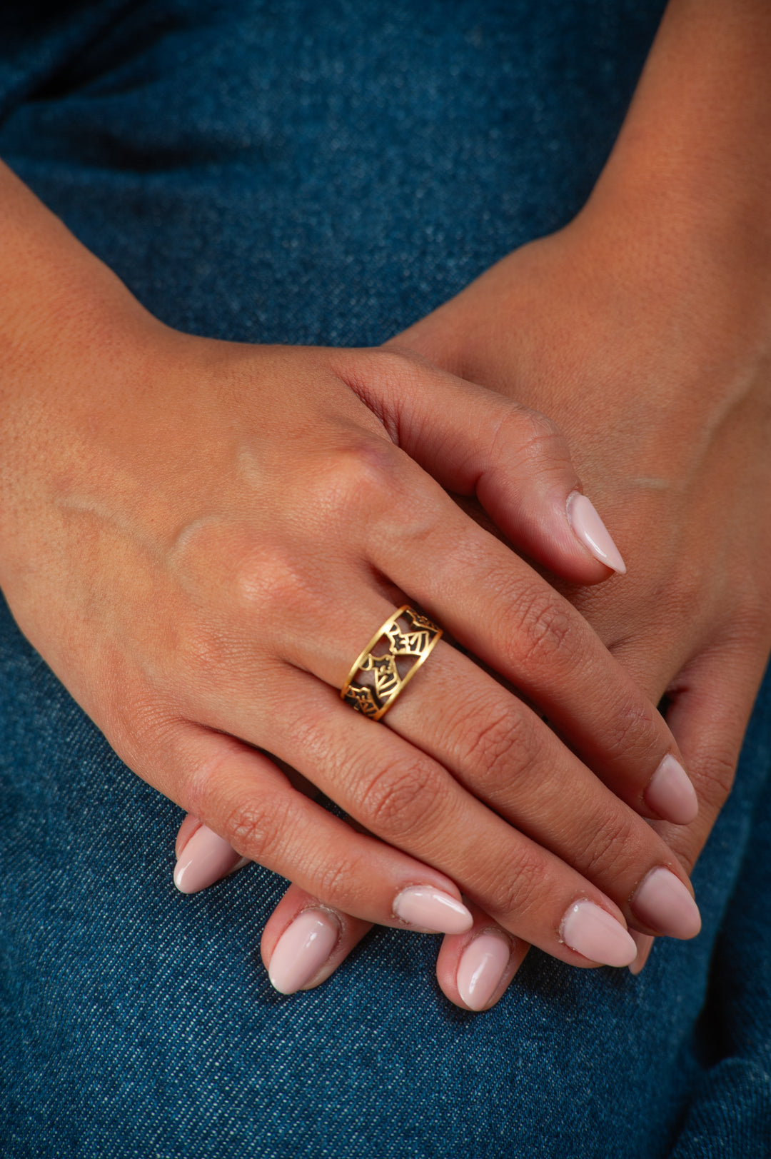 Egyptian Queen Nefertiti Ring - Antique Gold Finish - Adjustable