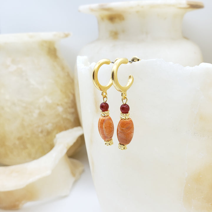 Fire Agate and Carnelian Earrings
