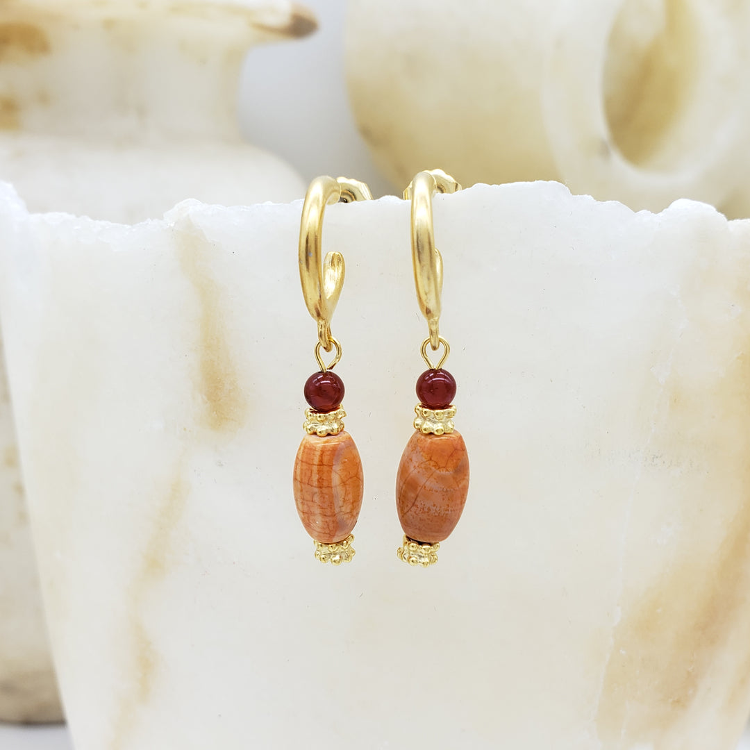 Fire Agate and Carnelian Earrings
