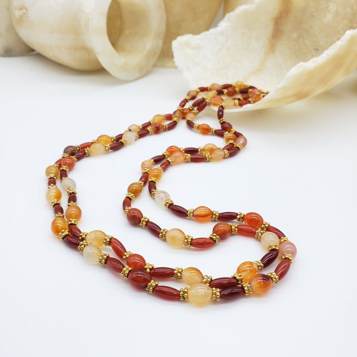 Extra Long Fire Agate Necklace